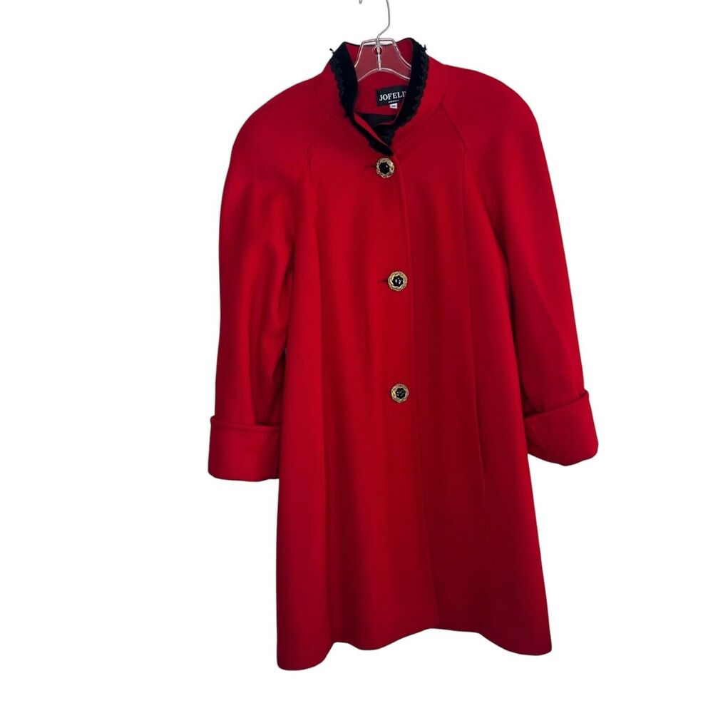 Vintage Jofeld Women’s Long Wool Coat Red Size Medium Old Money Mob Wife USA